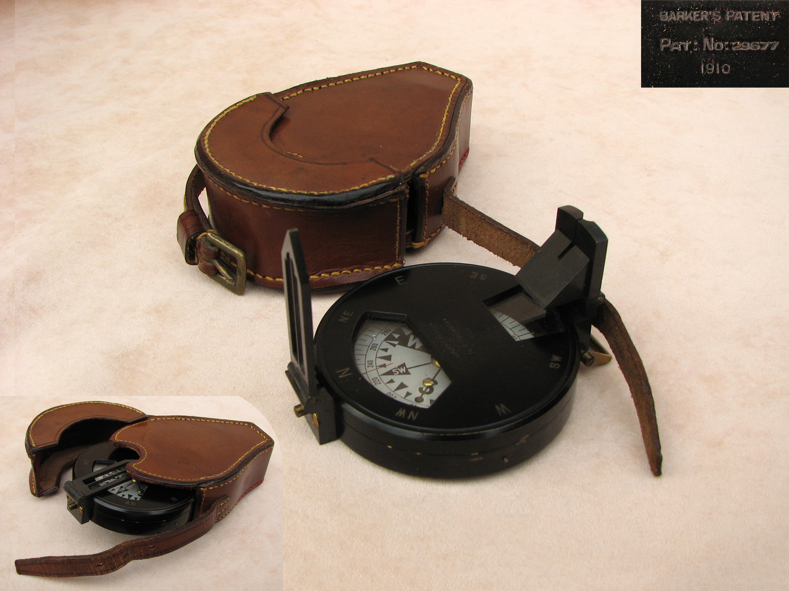 WW1 Era Francis Barker Hutchinsons Form Prismatic compass with case